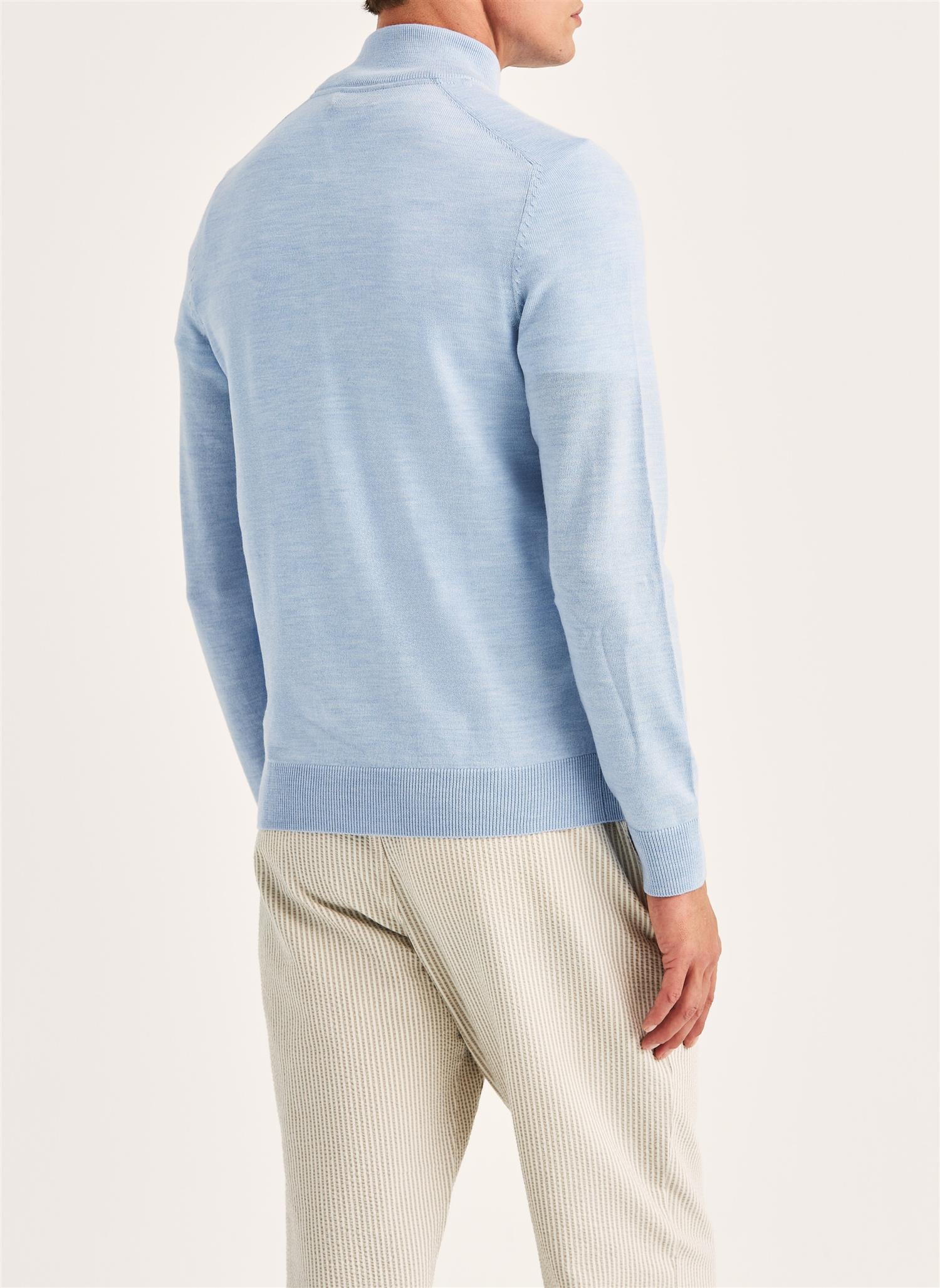Merino John Zip - Light Blue