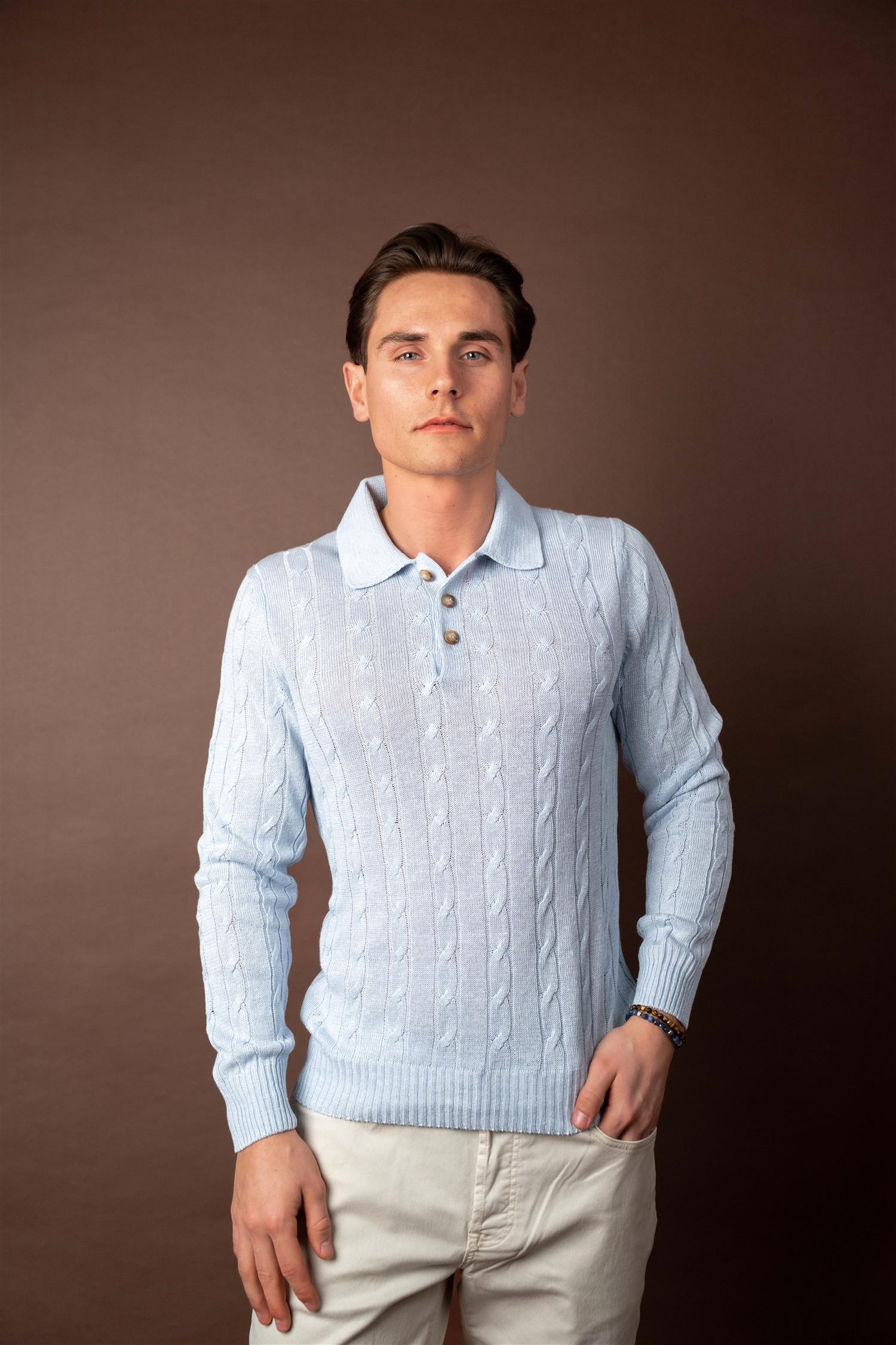 LS Polo Cabel Linen - Lyseblå