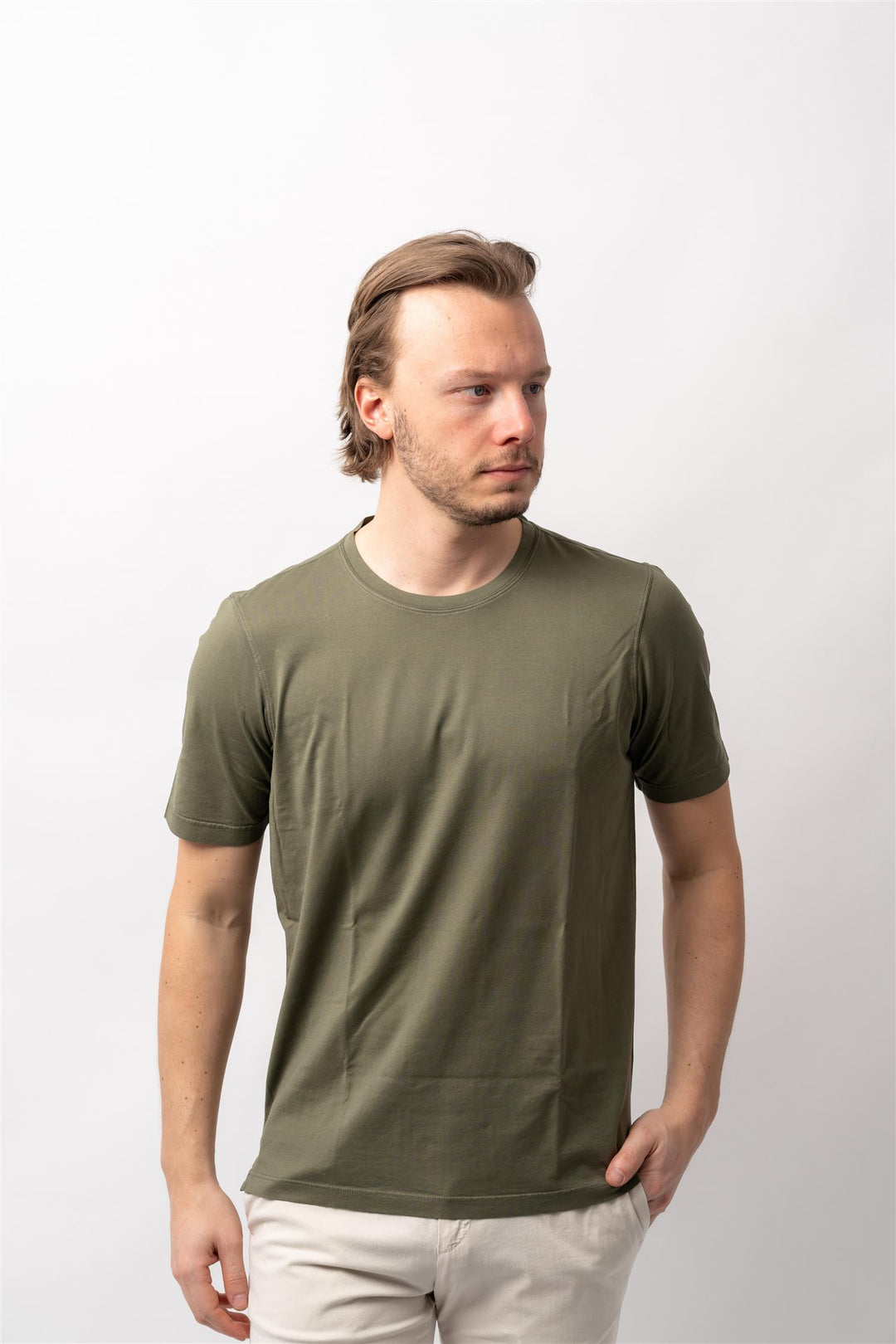 T-Shirt Crew Neck Vintage Organic grønn
