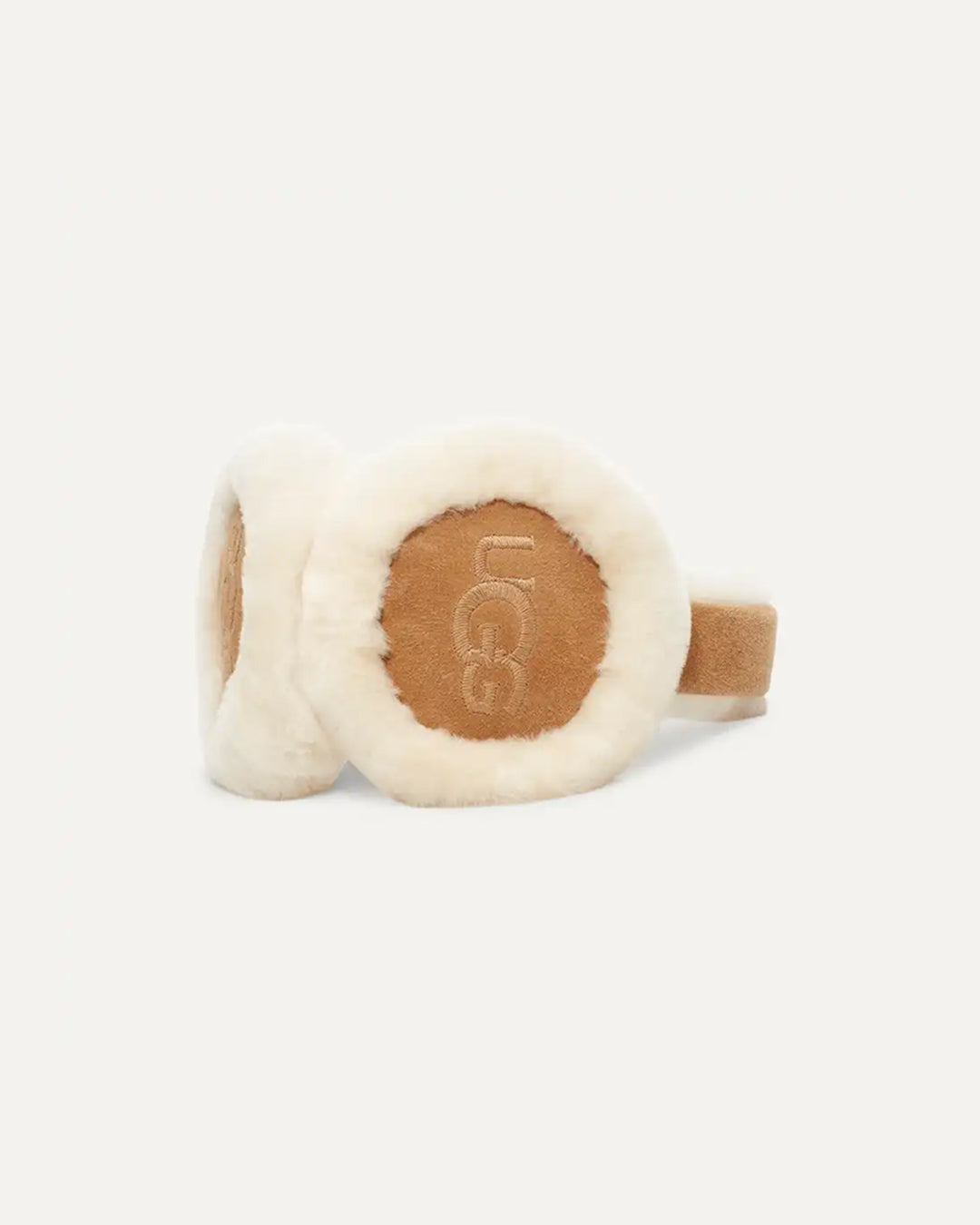 Sheepskin Embroidery Earmuff Chestnut