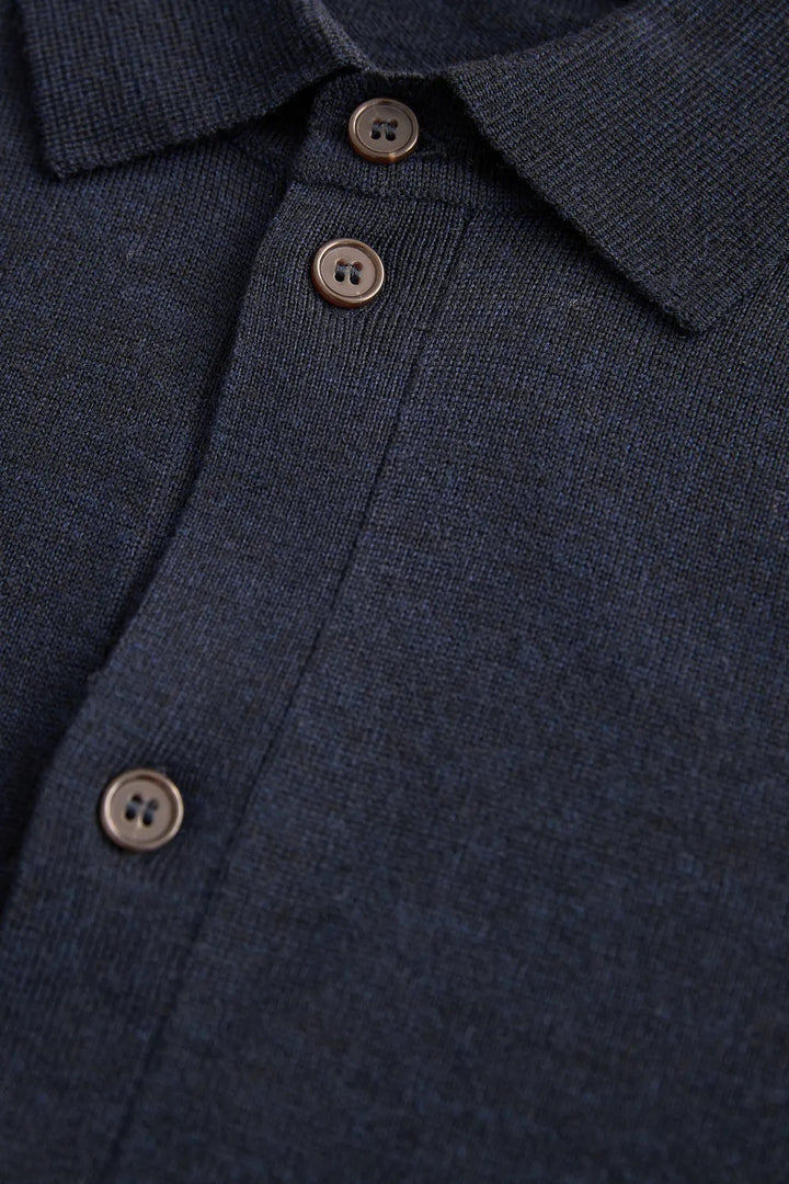 Merino Knitted Shirt - Navy