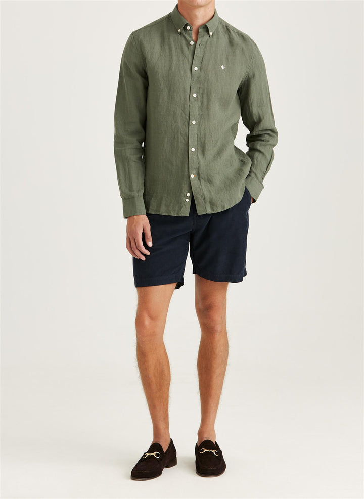 Douglas Linen Shirt -Olive