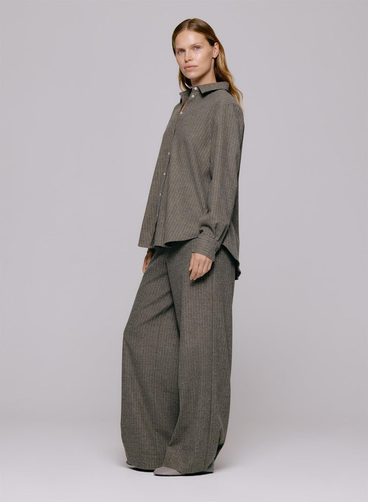 Sophie Wool Blend Shirt Grey Stripe