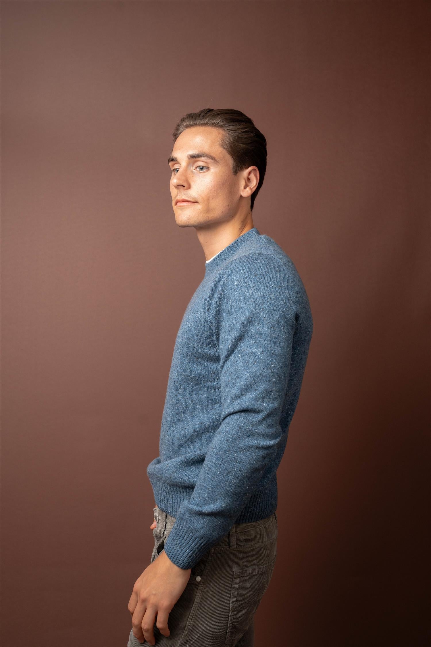 Crewneck Wool - Cashmere - Blue Melange