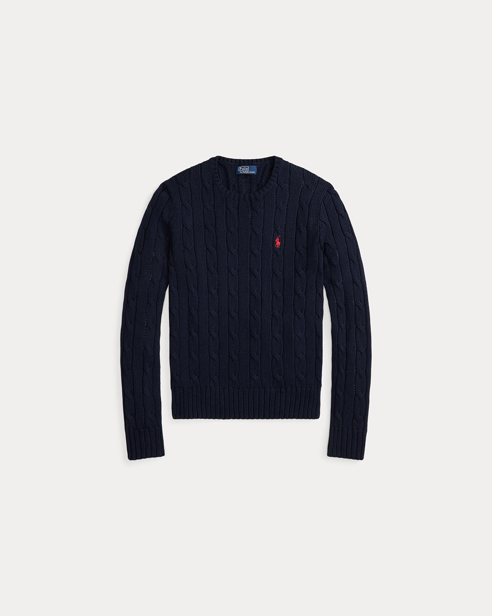 Cable-Knit Cotton Crewneck Sweater Hunter Navy