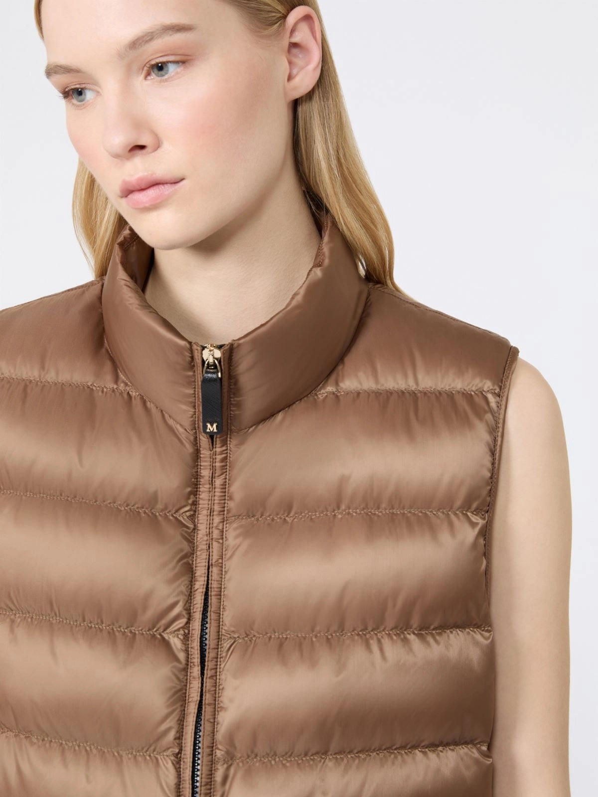 Padded cropped gilet - Honey
