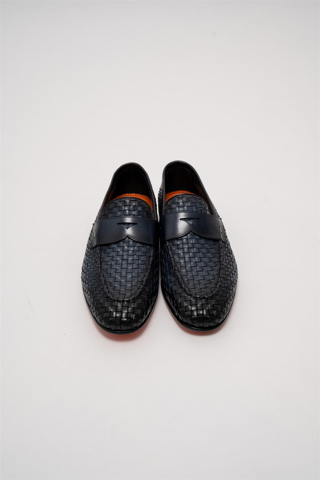 woven leather loafer navy