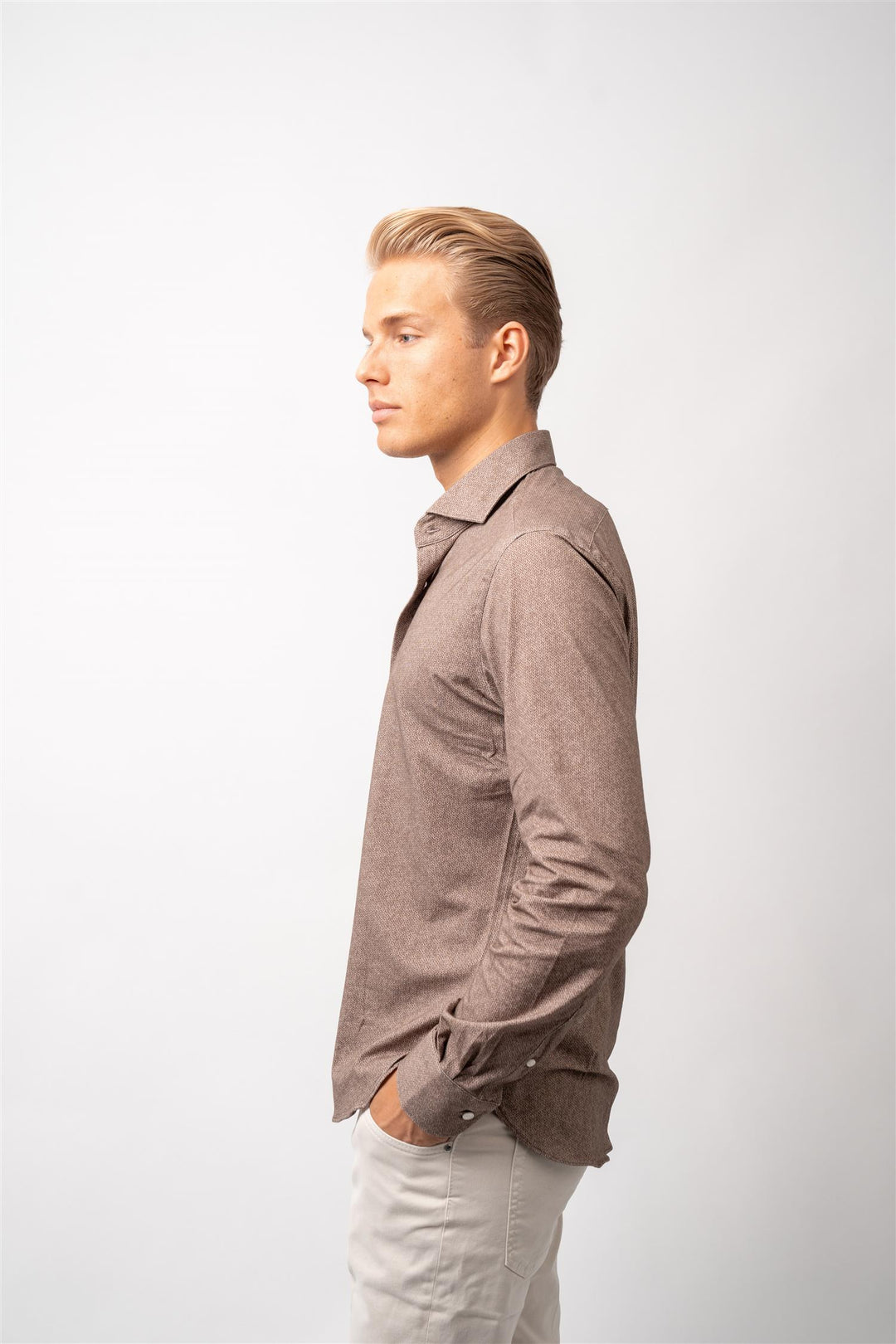 Man Shirt Woven Brun