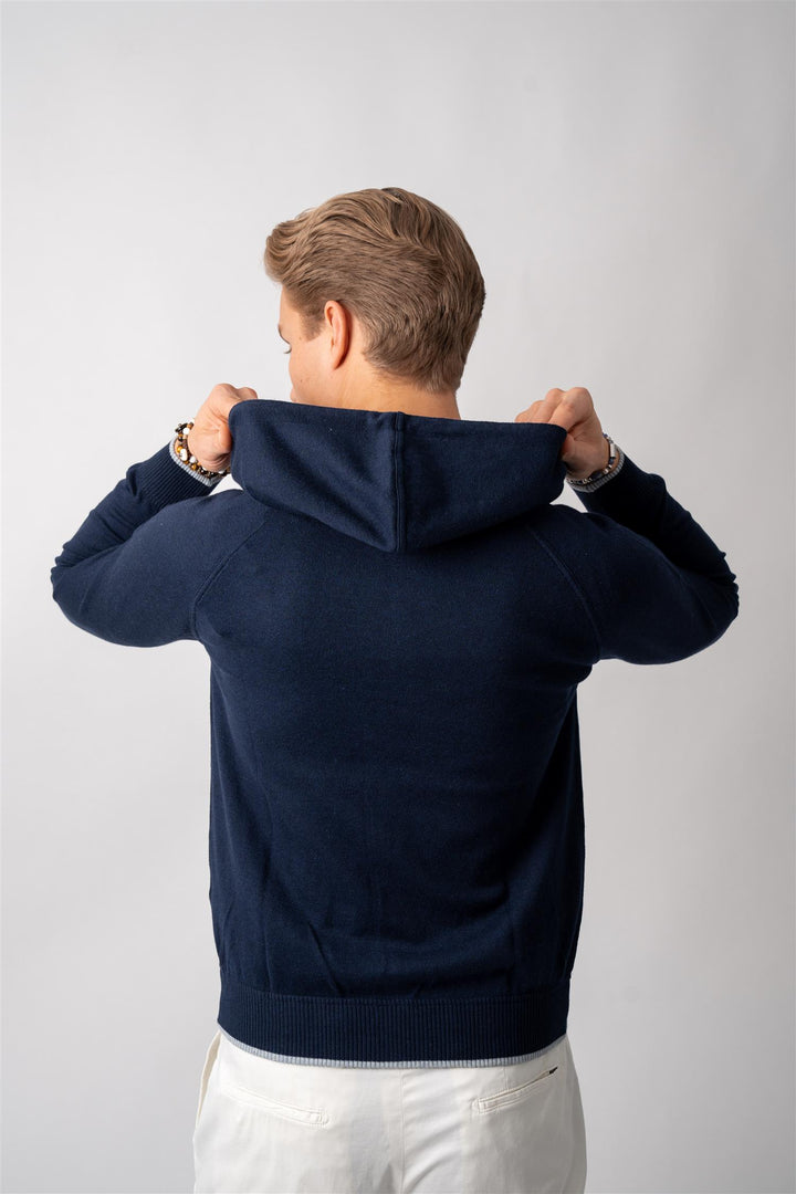 Cashmere / Cotton Hoodie - Navy