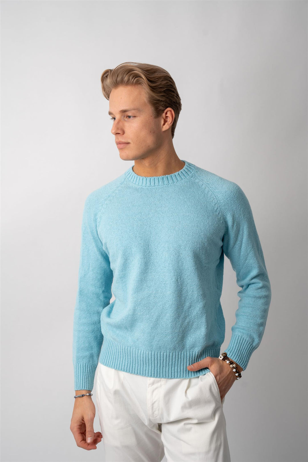 Bouclé Crewneck - Turquoise