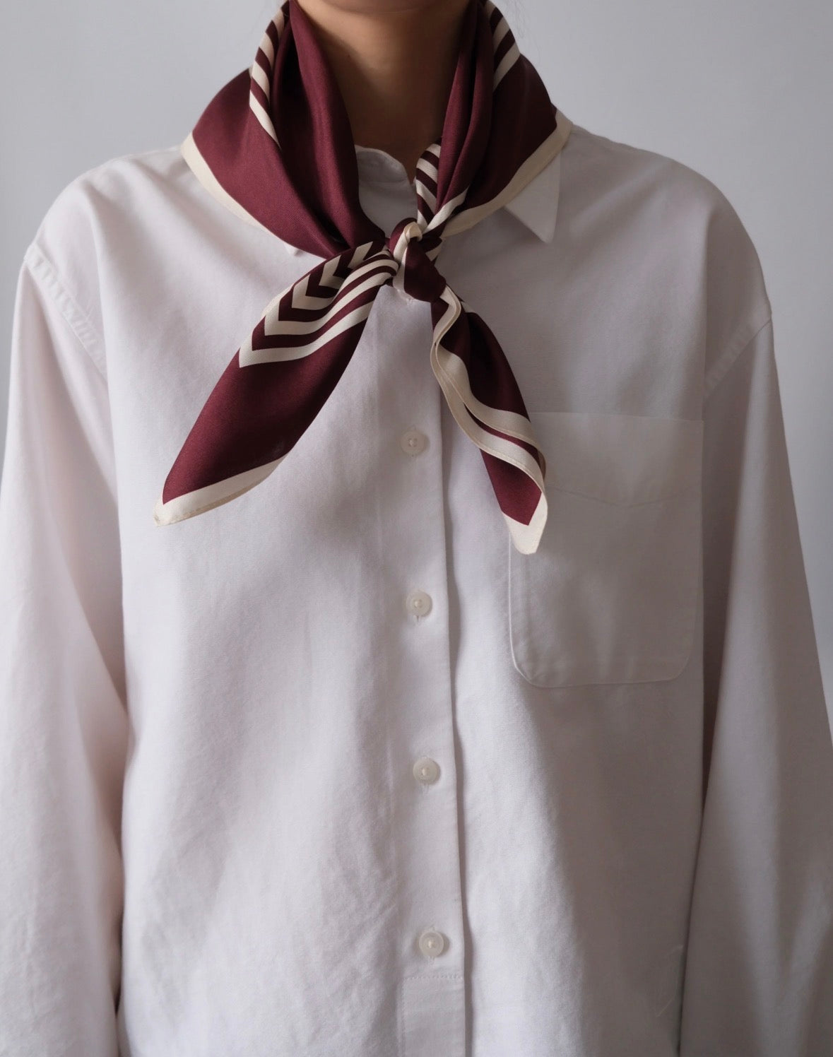 Striped Scarf - Wine Red 65cm
