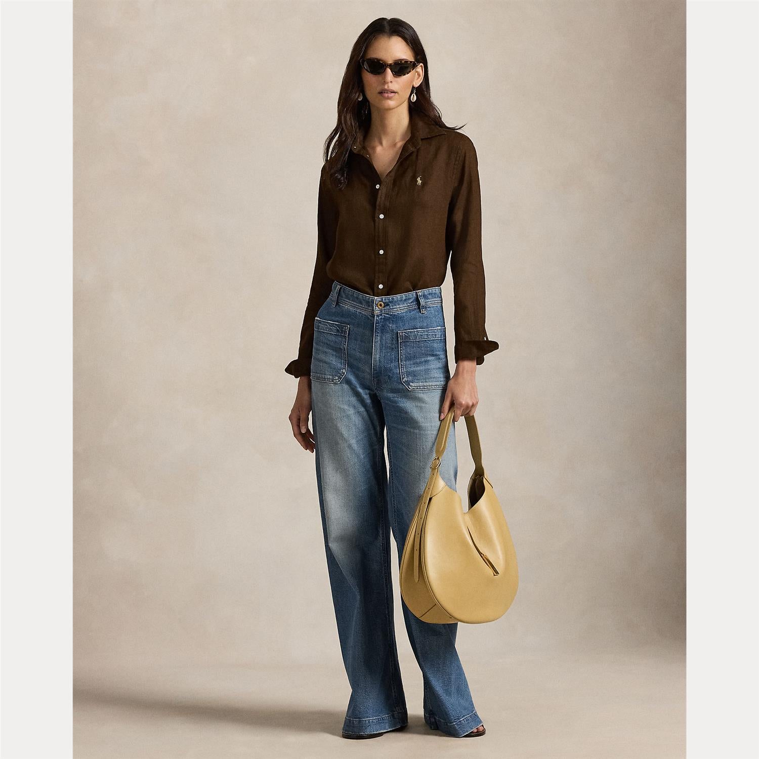 Classic-Long Sleeve-Button Front Shirt Dark Brown