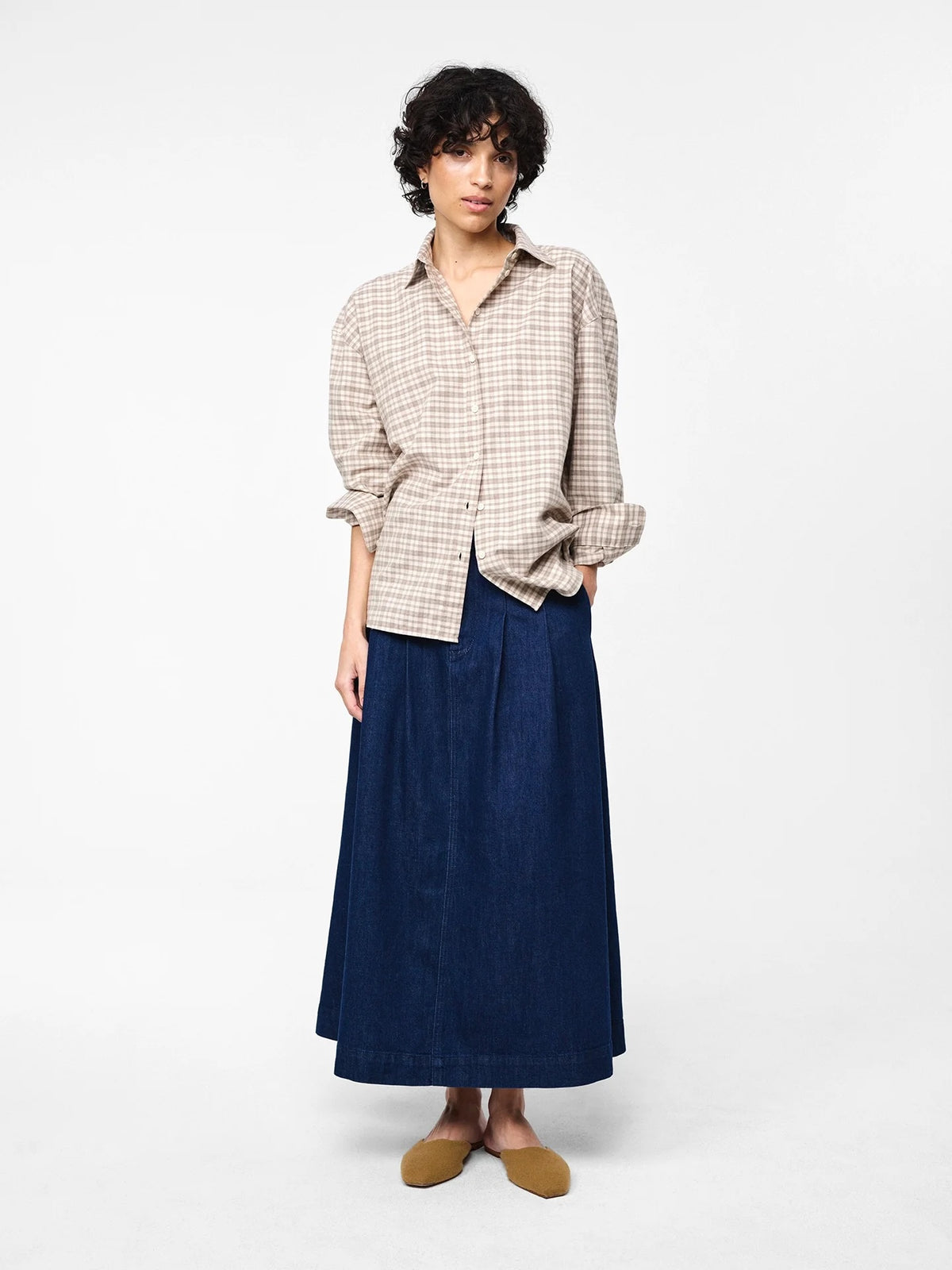Edwina Flannel Shirt Checked Taupe