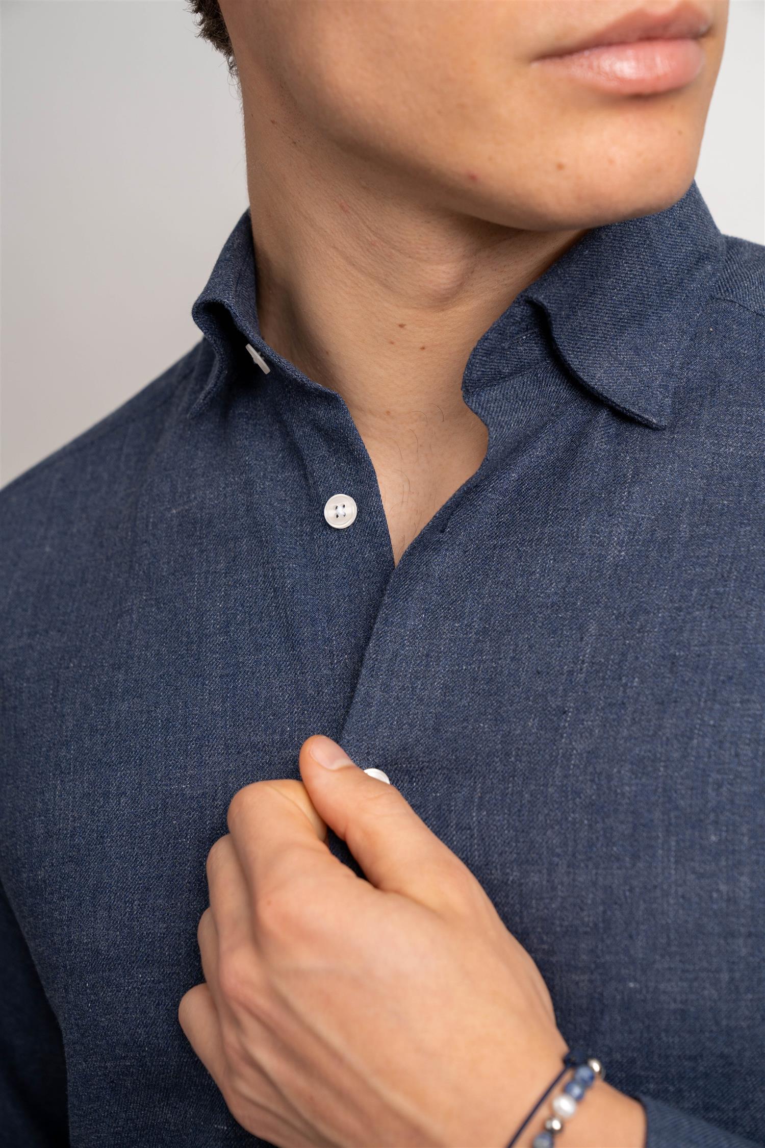 Rustic Flannel Shirt - Navy