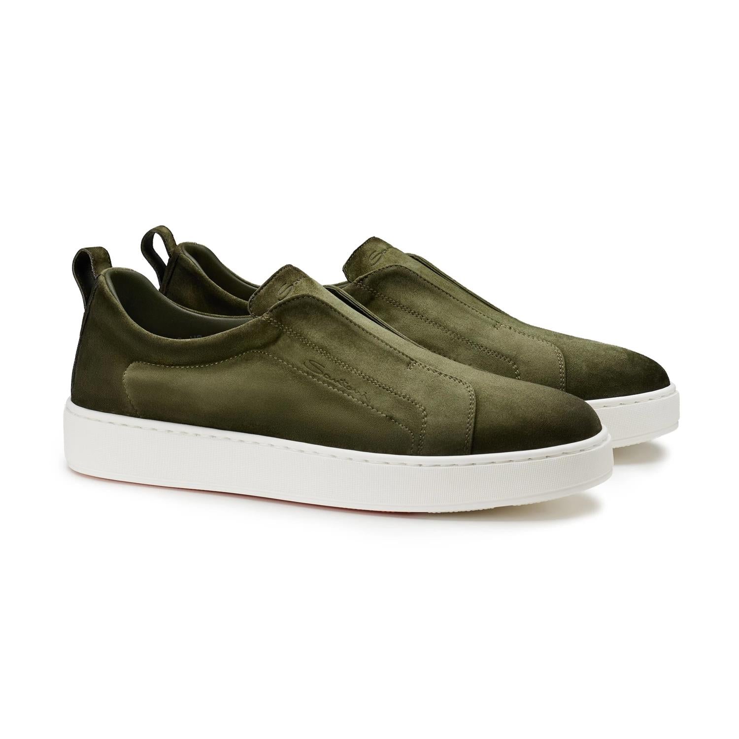 Suede Slip On Sneaker - Olive