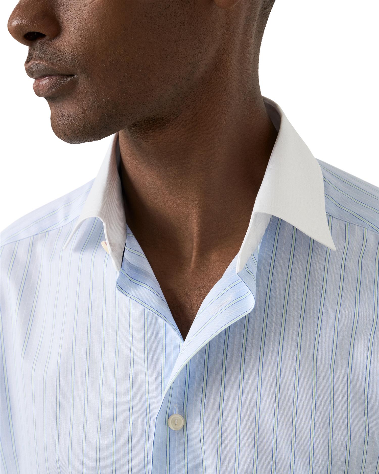 Slim White Collar Striped  - Light Blue