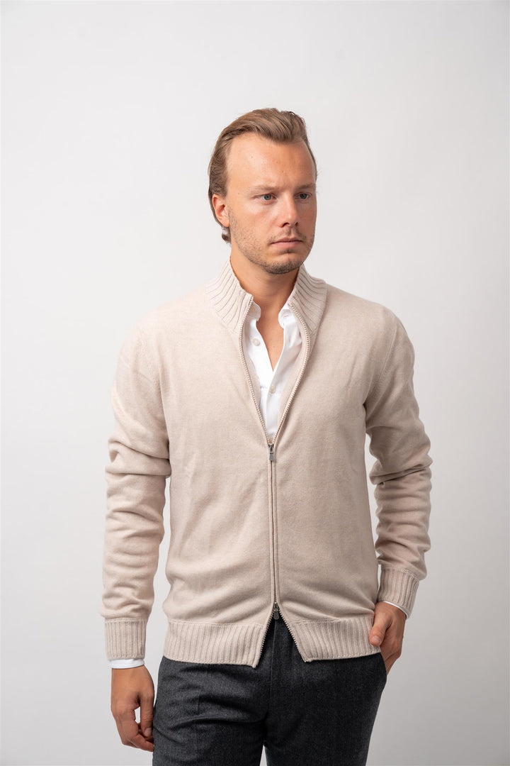 Full Zip - Felted Cashmere - Beige