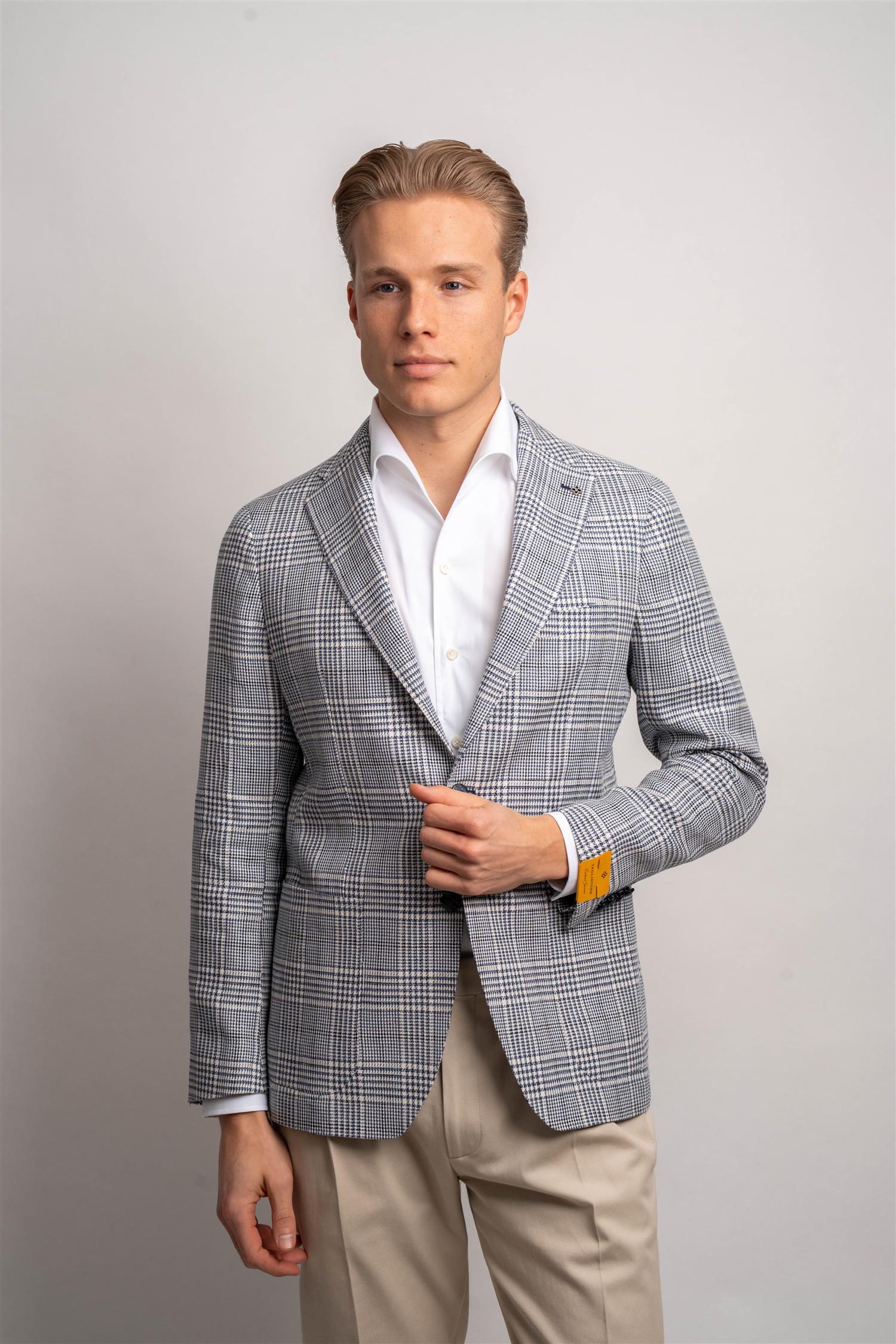 Blazer Linen - Mørkeblå ruter