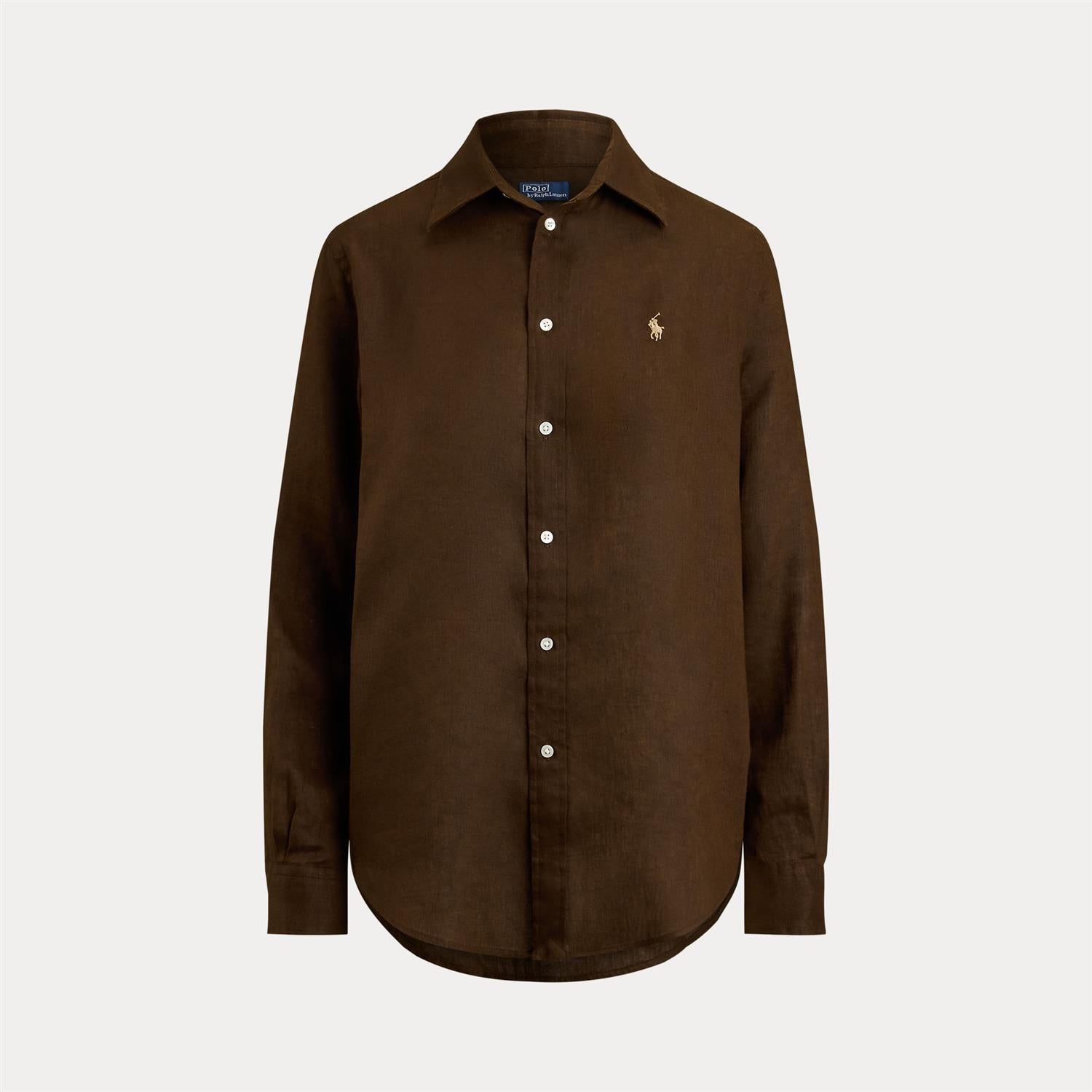 Classic-Long Sleeve-Button Front Shirt Dark Brown