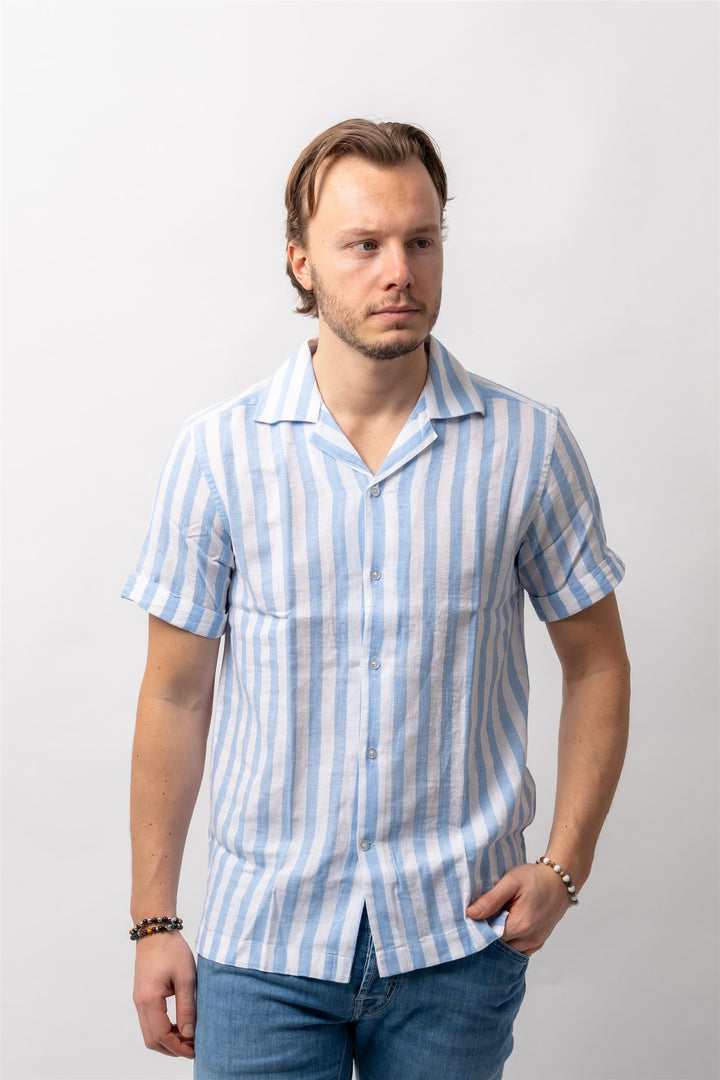 Cuba Linen Shirt Lyseblå Stripet
