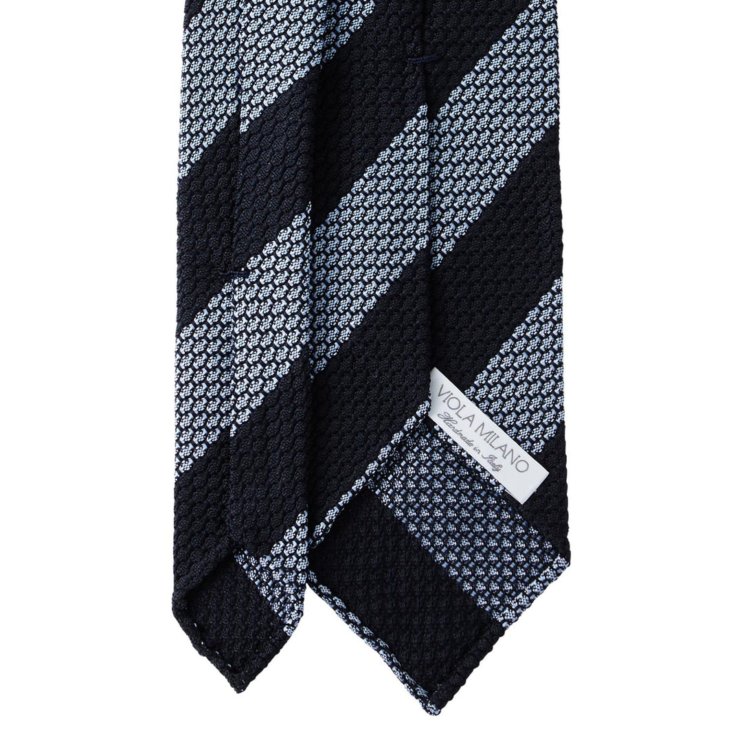 Classic Stripe 3-Fold Grenadine Tie - Navy
