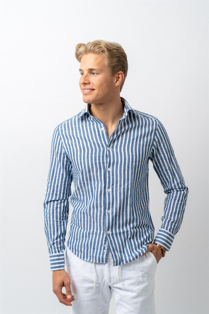 Luca Linen Navy Stripe