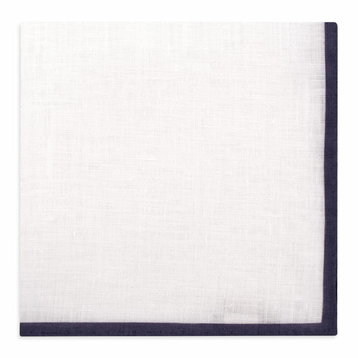 Classic Shoestring Linen Pocket Square - Navy
