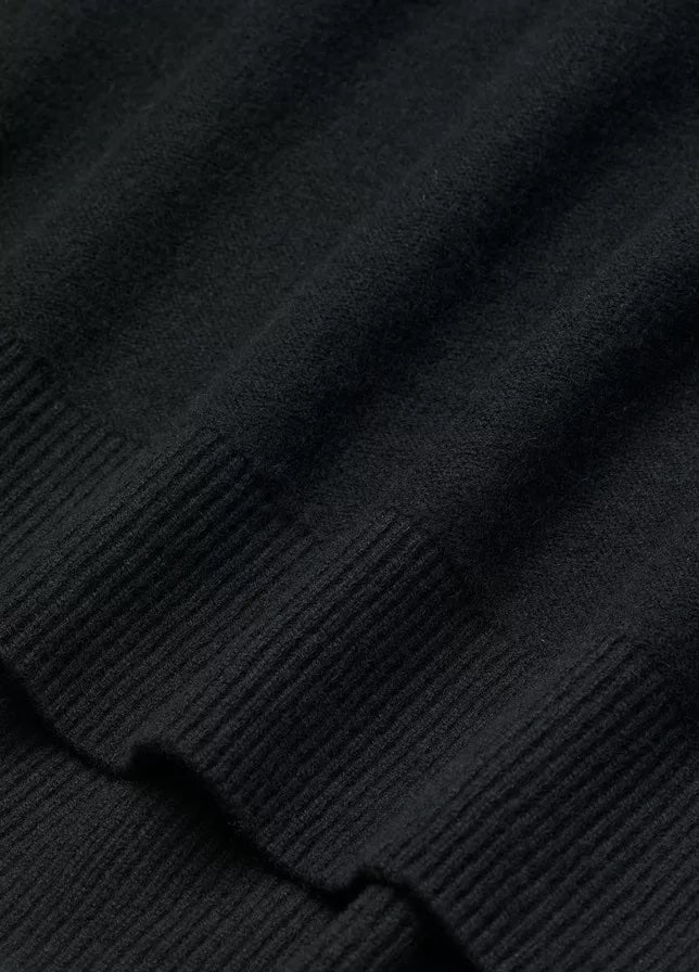 Funnel Neck Boiled Cashmere Knit Poncho