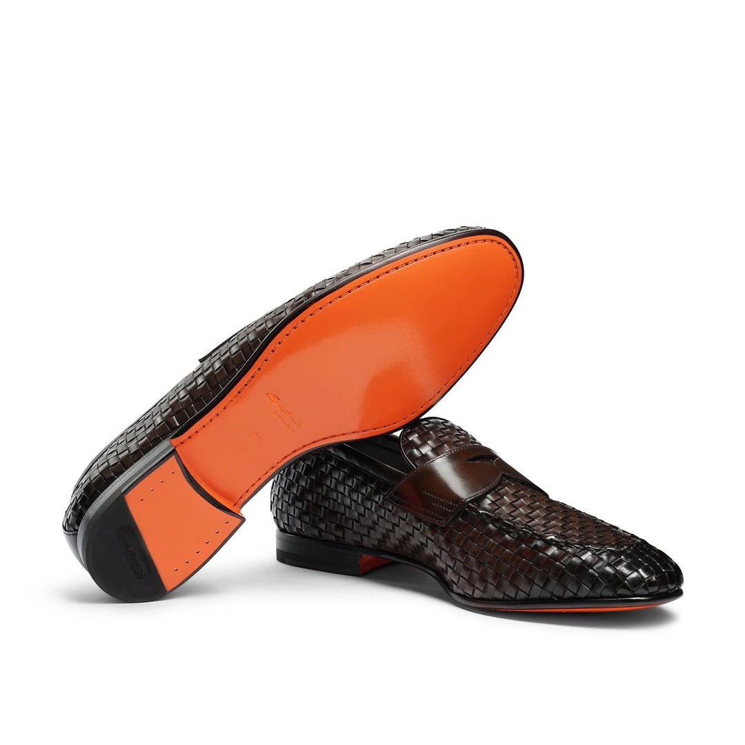 Woven Leather Loafer Brun