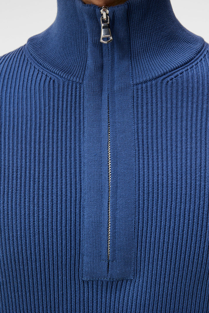 Alex Half Zip Knitted Sweater Blå