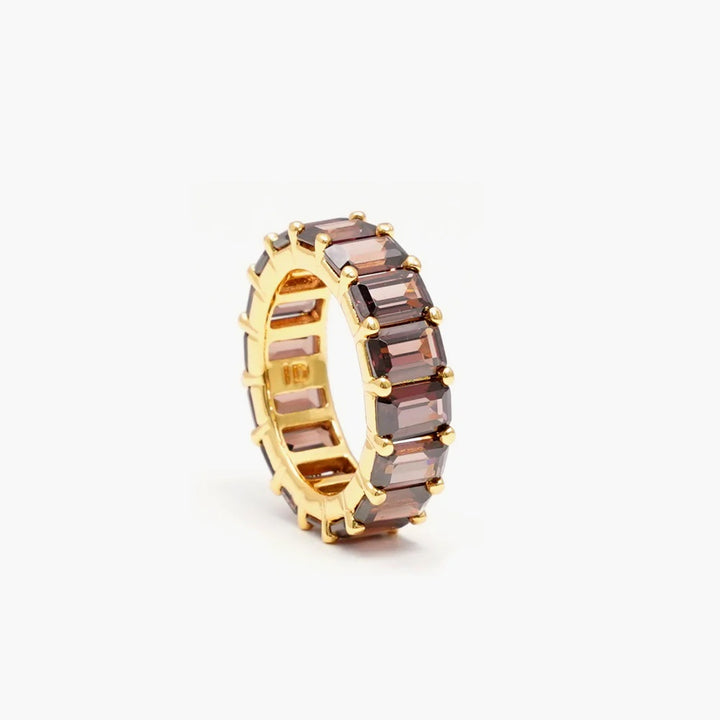 Chunky Colorful Ring Brown Gold