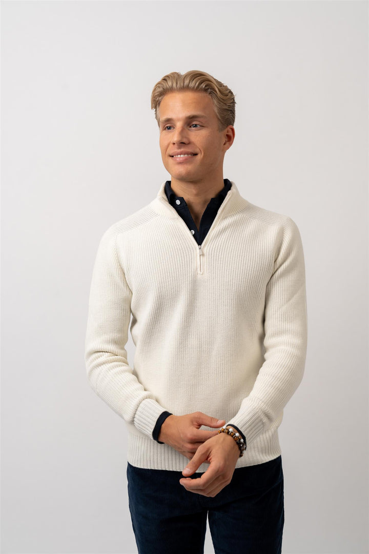 Rain Wool Half Zip Hvit