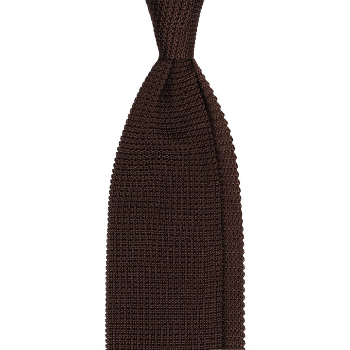 Knitted Limited Label V-end Silk Tie - Marrone