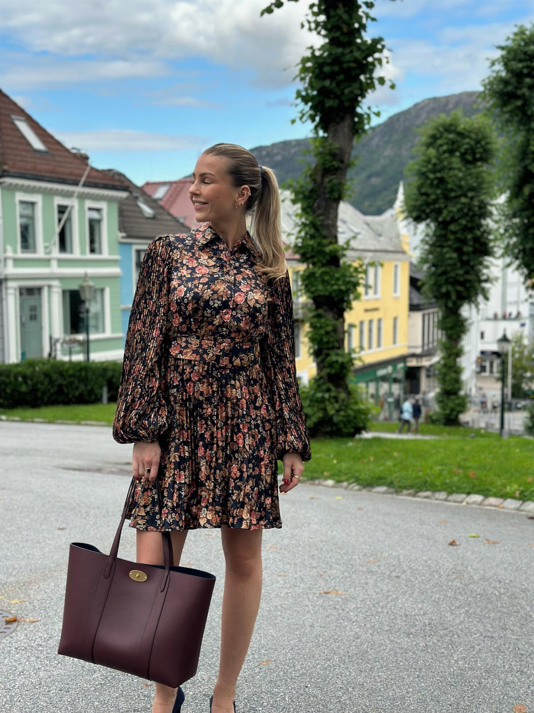 Plissé Button Down Dress