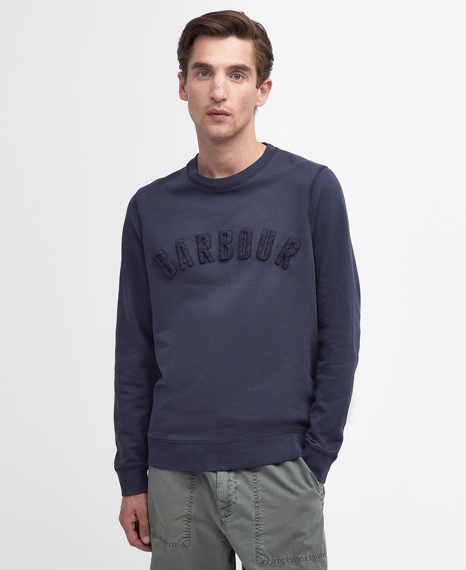 Washed Prep Logo Crew Navy