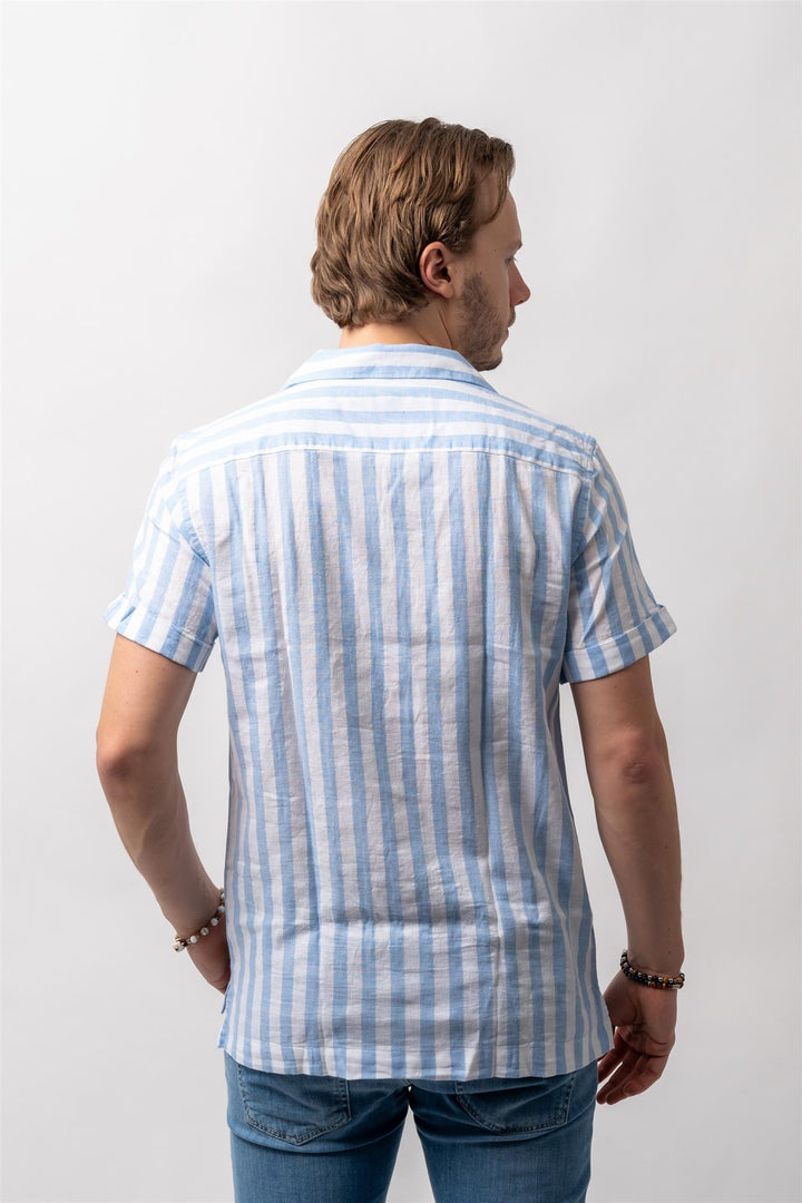 Cuba Linen Shirt Lyseblå Stripet