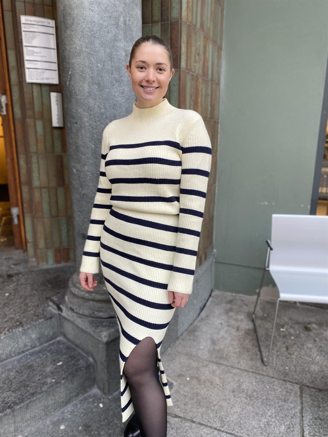 Stripe Dress White
