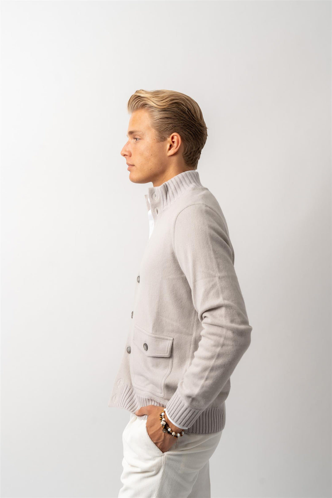 Cardigan Felted Cashmere - Hvit