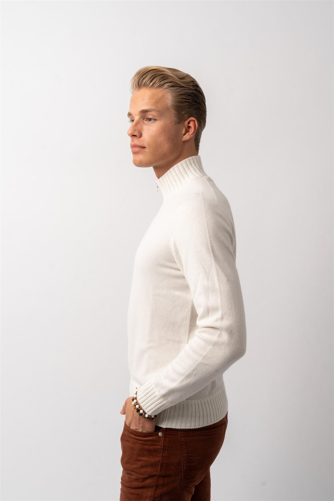 Half Zip Cashmere Off-White