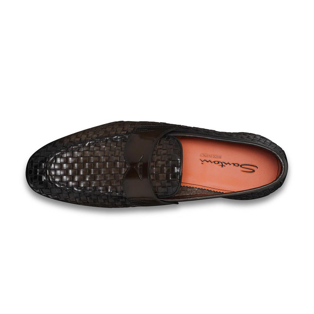 Woven Leather Loafer Brun