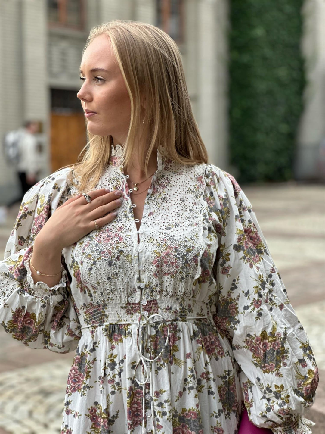 Decorated Poplin Midi Dress