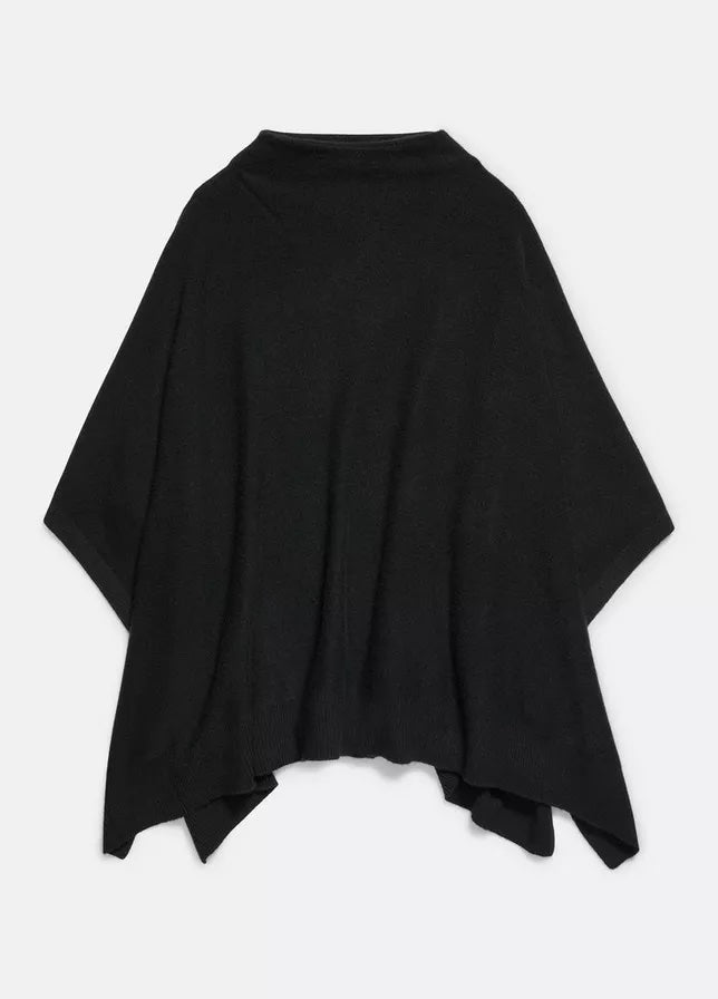 Funnel Neck Boiled Cashmere Knit Poncho