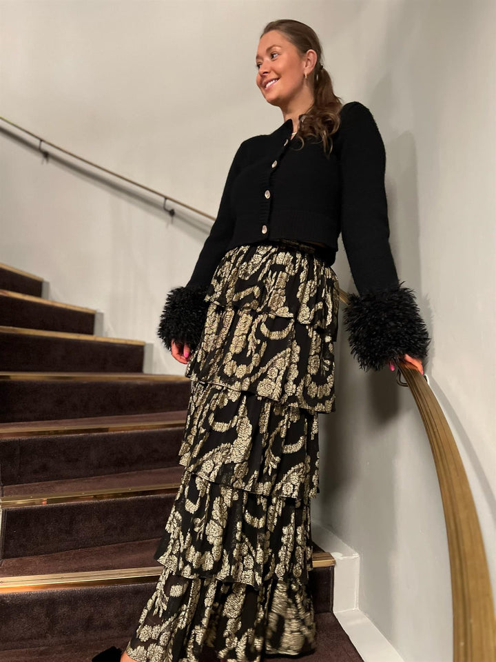 Brocade Georgette Ruffle Skirt