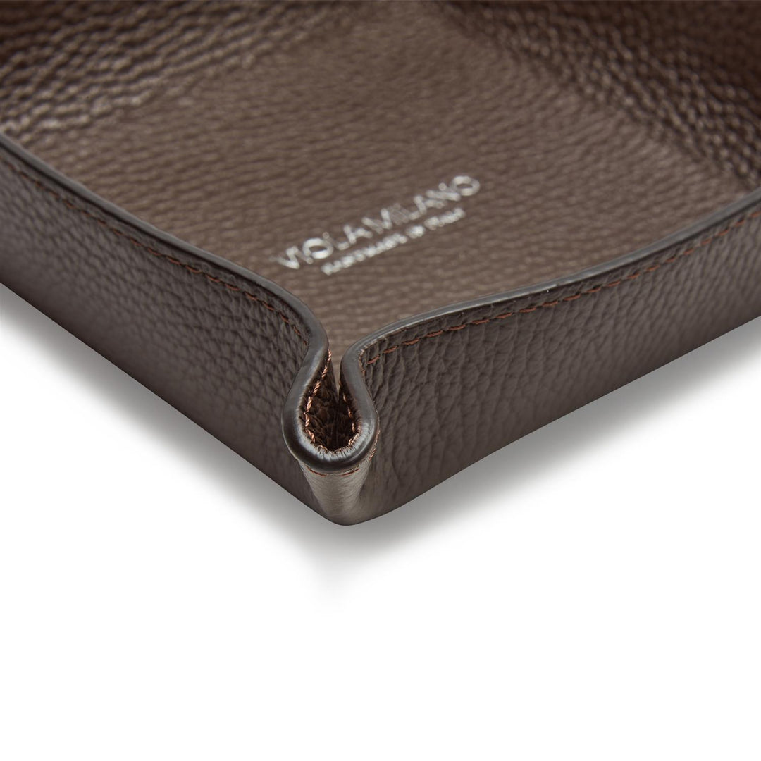 Milanese Grain Leather Change Tray - Brown